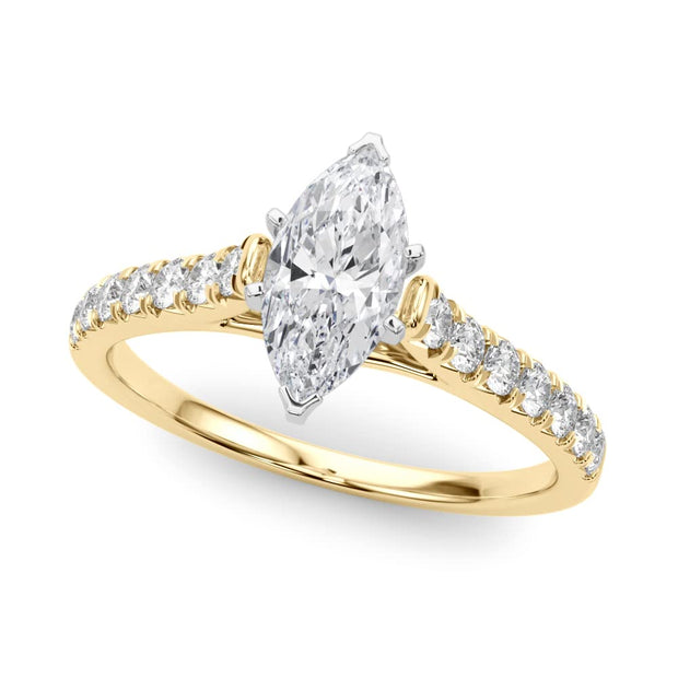 Rylos 14K White/Rose/Yellow Gold Prong Set Prong Set Engagement Ring | Marquise Cut | Certified Lab Grown Diamond Ring | VS-SI Quality | Available in Size 5-10