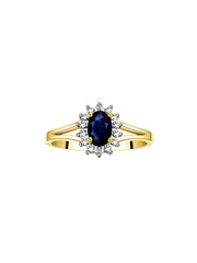 Rylos Halo Ring: Diamond Birthstone with 6X4MM Oval Gemstone - Women's Jewelry in Yellow Gold Plated Silver - Stunning Diamond Ring Sizes 5-10