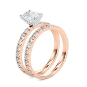 Rylos 14K White/Rose/Yellow Gold Emerald Cut Engagement Ring + Wedding Band set | Certified Lab Grown Diamonds | VS-SI Quality | Available in Size 5-10