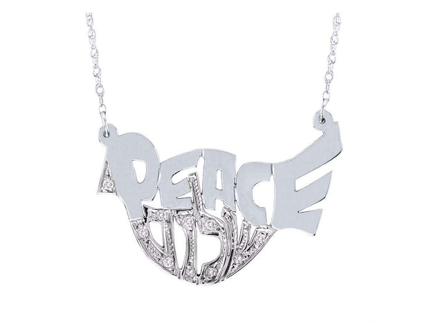 Rylos Necklaces For Women Gold Necklaces for Women & Men 14K Yellow Gold or White Gold Diamond Peace Shalom Necklace Special Order, Made to Order Necklace