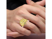 Rylos Lion Head Ring Color Stones Eyes & Diamond Mouth  Fun Designer Rings in Sizes 6-13 in Yellow Gold Plated Silver