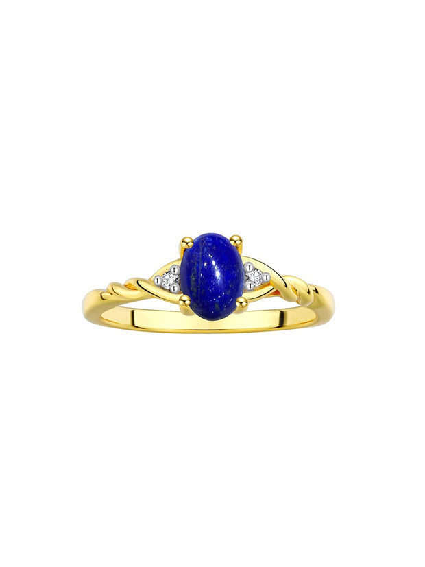 Rylos Yellow Gold Plated Silver Classic Birthstone Ring - 7X5MM Oval Gemstone & Diamonds - Women's Jewelry, Sizes 5-10