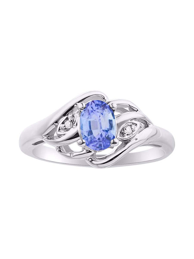 Rylos Ring featuring Classic Style, 6X4MM Birthstone Gemstone, & Diamonds - Elegant Jewelry for Women in Sterling Silver, Sizes 5-10