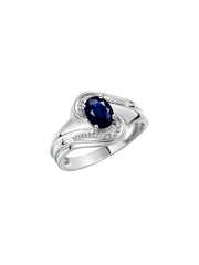 Rylos Designer Swirl Style Ring Sterling Silver 925 : 7X5MM Oval Gemstone & Diamond Accent - Birthstone Jewelry for Women - Available in Sizes 5-10.