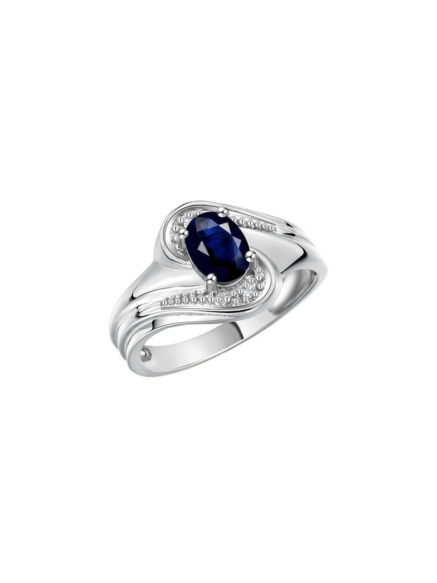 Rylos Designer Swirl Style Ring Sterling Silver 925 : 7X5MM Oval Gemstone & Diamond Accent - Birthstone Jewelry for Women - Available in Sizes 5-10.