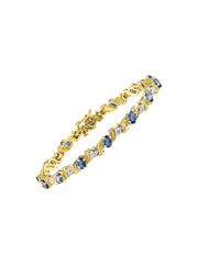 Rylos Spectacular Tennis Bracelet Set With Diamonds & Sapphires in 14K Yellow Gold - 7" *