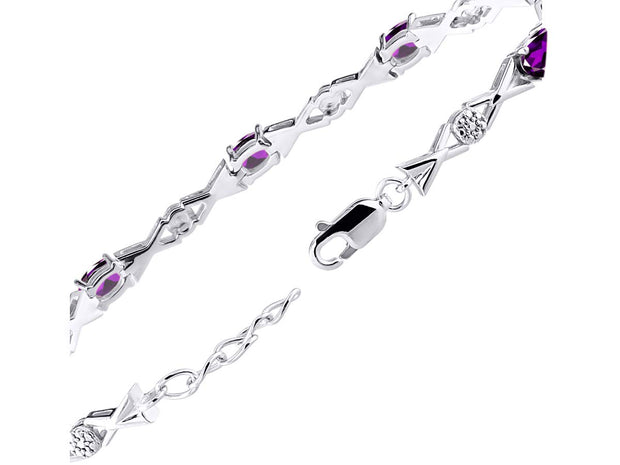 Rylos Bracelets for Women 925 Sterling Silver XOXO Hugs & Kisses Tennis Bracelet Gemstone & Genuine Diamonds Adjustable to Fit 7"-8" Wrist, 10 Gorgeous 6X4MM Jewelry for Women Friendship Bracelets