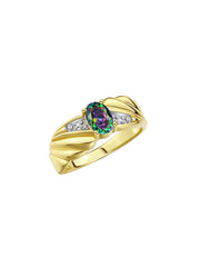 Rylos Angel Wing Birthstone Ring 7X5MM Gemstone & Diamonds - Elegant Stone Jewelry for Women in Yellow Gold Plated Silver, Available in Sizes 5-10