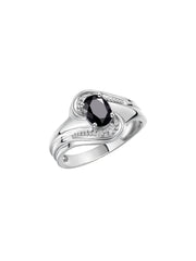 Rylos Designer Swirl Style Ring Sterling Silver 925 : 7X5MM Oval Gemstone & Diamond Accent - Birthstone Jewelry for Women - Available in Sizes 5-10.