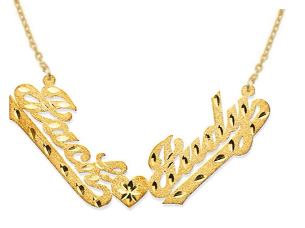 Rylos Necklaces For Women Gold Necklaces for Women & Men 925 Yellow Gold Plated Silver or Sterling Silver Personalized Double Nameplate for Lovers Necklace Special Order, Made to Order Necklace