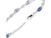 Rylos Tennis Bracelet with 6x4MM Birthstone Gemstones & Diamonds Sterling Silver 925 - Adjustable to 7-8" for Women - Friendship and Elegance in One.