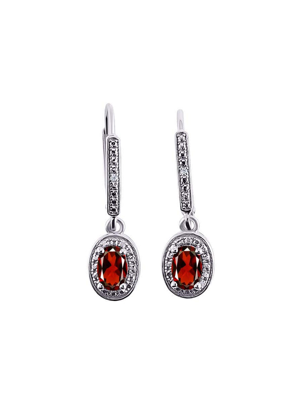 RYLOS Women's Sterling Silver Dangling Earrings - Oval Shape Gemstone & Diamonds - 6X4MM Birthstone Earrings - Exquisite Color Stone Jewelry