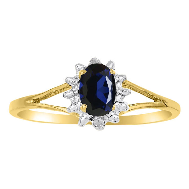 Rylos Rings For Women 14K Yellow Gold - September Birthstone Ring Sapphire 6X4MM Color Stone Gemstone Jewelry For Women Gold Ring