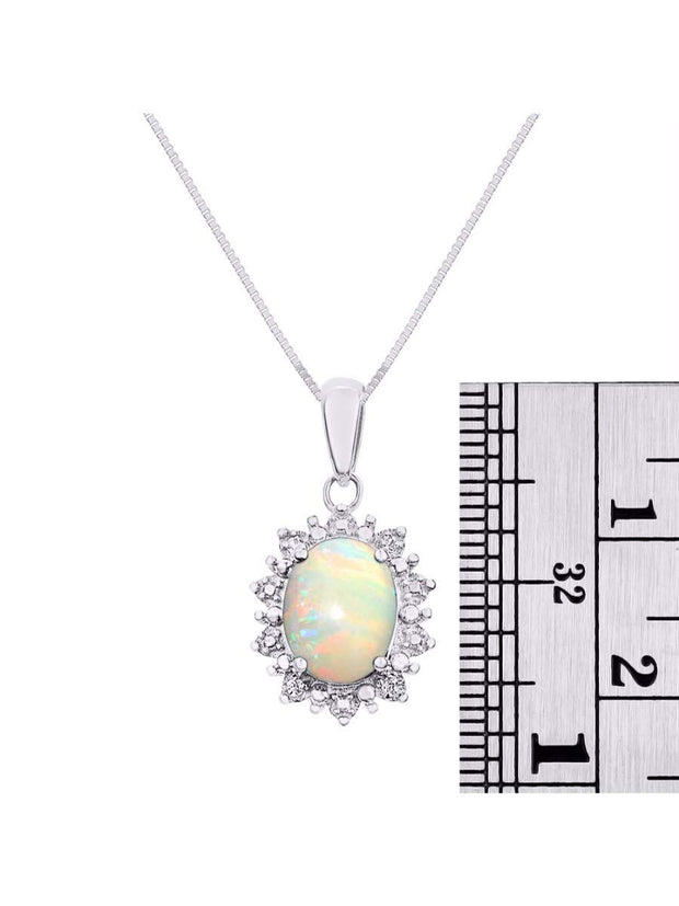 Rylos Princess Diana Inspired Necklace: Gemstone & Diamond Sterling Silver Pendant, 18 Chain, 9X7MM Birthstone, Women's Jewelry