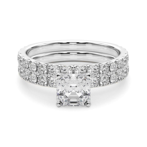 Rylos 1.5 Carat 14K White Gold Cushion Cut Engagement Ring + Wedding Band | Certified Lab Grown Diamonds | VS-SI Quality | Size 7