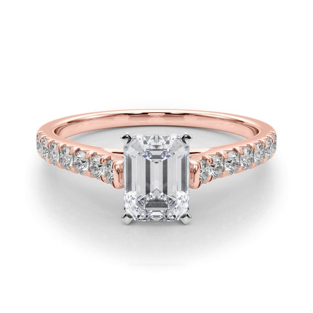 Rylos 14K White/Rose/Yellow Gold Prong Set Prong Set Engagement Ring | Emerald Cut | Certified Lab Grown Diamond Ring | VS-SI Quality | Available in Size 5-10