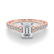 Rylos 14K White/Rose/Yellow Gold Prong Set Prong Set Engagement Ring | Emerald Cut | Certified Lab Grown Diamond Ring | VS-SI Quality | Available in Size 5-10