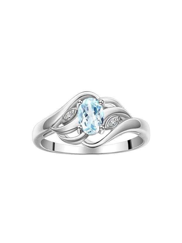 Rylos Ring featuring Classic Style, 6X4MM Birthstone Gemstone, & Diamonds - Elegant Jewelry for Women in Sterling Silver, Sizes 5-10