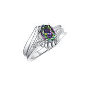 Rylos Swirl Z Ring with 7X5MM Oval Gemstone & Diamond Accent  Elegant Birthstone Jewelry for Women in Sterling Silver  Available in Sizes 5-10