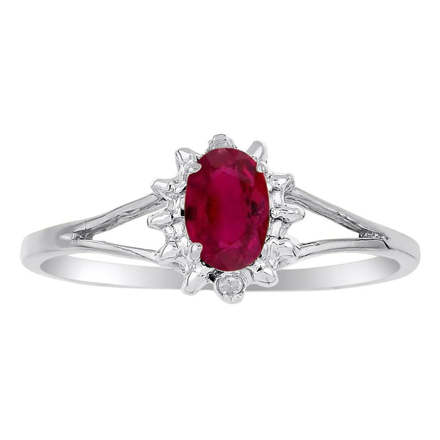 Rylos Rings For Women 14K White Gold - July Birthstone Ring Ruby 6X4MM Color Stone Gemstone Jewelry For Women Gold Ring