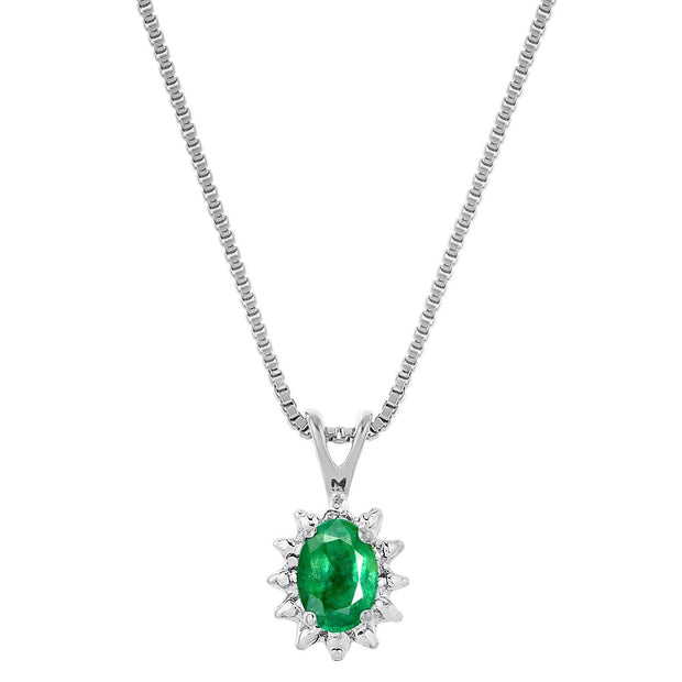 Rylos Matching Jewelry For Women 14K White Gold - May Birthstone- Ring, Earrings & Necklace Emerald 6X4MM Color Stone Gemstone Jewelry For Women Gold Jewelry