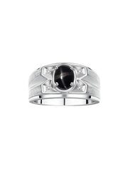 RYLOS Men's Rings Classic Designer Style 8X6MM Oval Gemstone & Diamond Ring - Color Stone Birthstone Rings for Men, Sterling Silver Ring in Sizes 8-13.