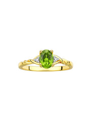 Rylos Yellow Gold Plated Silver Classic Birthstone Ring - 7X5MM Oval Gemstone & Diamonds - Women's Jewelry, Sizes 5-10