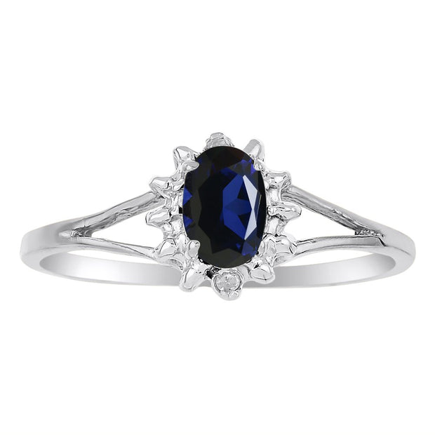 Rylos Rings For Women 14K White Gold - September Birthstone Ring Sapphire 6X4MM Color Stone Gemstone Jewelry For Women Gold Ring