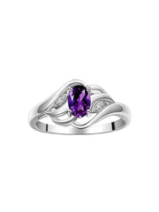 Rylos Ring featuring Classic Style, 6X4MM Birthstone Gemstone, & Diamonds - Elegant Jewelry for Women in Sterling Silver, Sizes 5-10