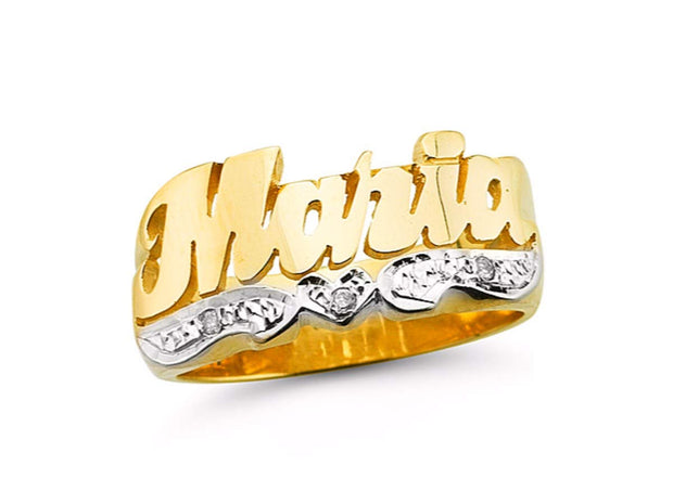 Rylos Rings For Women Jewelry For Women & Men 925 Yellow Gold Plated Silver or Sterling Silver Personalized Diamond Name Ring - Unisex Script Style Shiny 10MM Special Order, Made to Order Ring