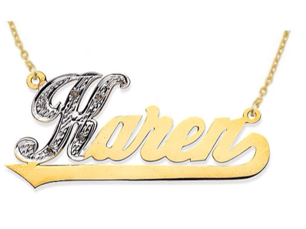 RYLOS Necklaces For Women Gold Necklaces for Women & Men Sterling Silver or Yellow Gold Plated Silver Personalized 0.05 Carat Diamond Shiny Nameplate Necklace Special Order, Made to Order Necklace