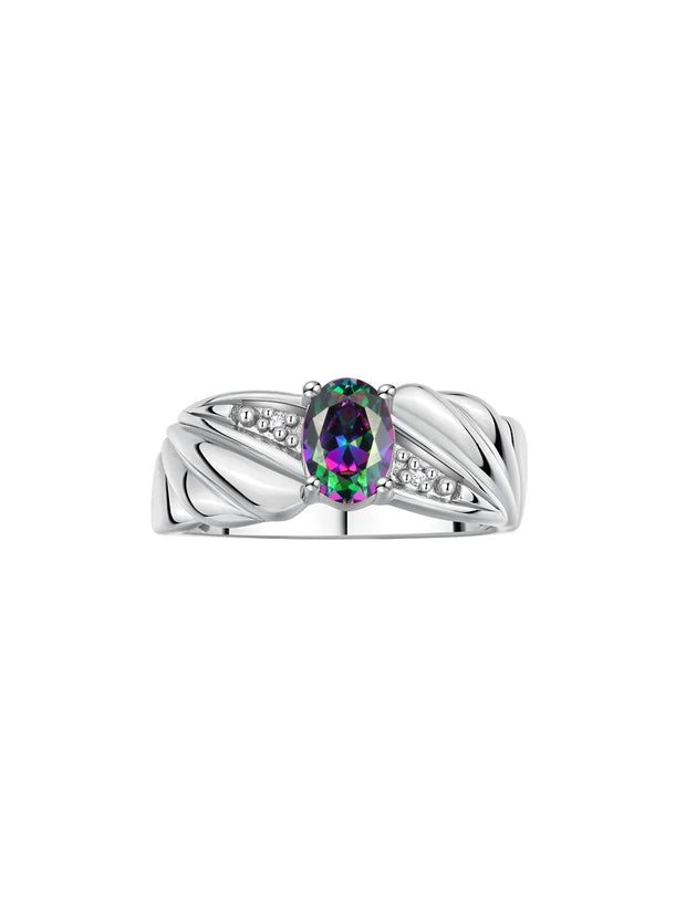 Rylos 14K White Gold Angel Wing Birthstone Ring 7X5MM Gemstone & Diamonds - Captivating Color Stone Jewelry for Women in Gold, Sizes 5-10