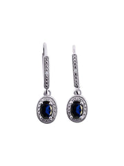 RYLOS Women's Sterling Silver Dangling Earrings - Oval Shape Gemstone & Diamonds - 6X4MM Birthstone Earrings - Exquisite Color Stone Jewelry