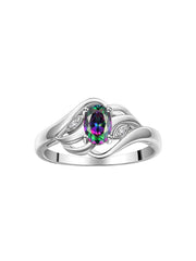 Rylos 14K White Gold Ring with Classic Style, 6X4MM Birthstone Gemstone, & Sparkling Diamonds - Opulent Gem Jewelry for Women in Sizes 5-10