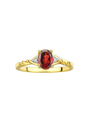 Rylos Yellow Gold Plated Silver Classic Birthstone Ring - 7X5MM Oval Gemstone & Diamonds - Women's Jewelry, Sizes 5-10