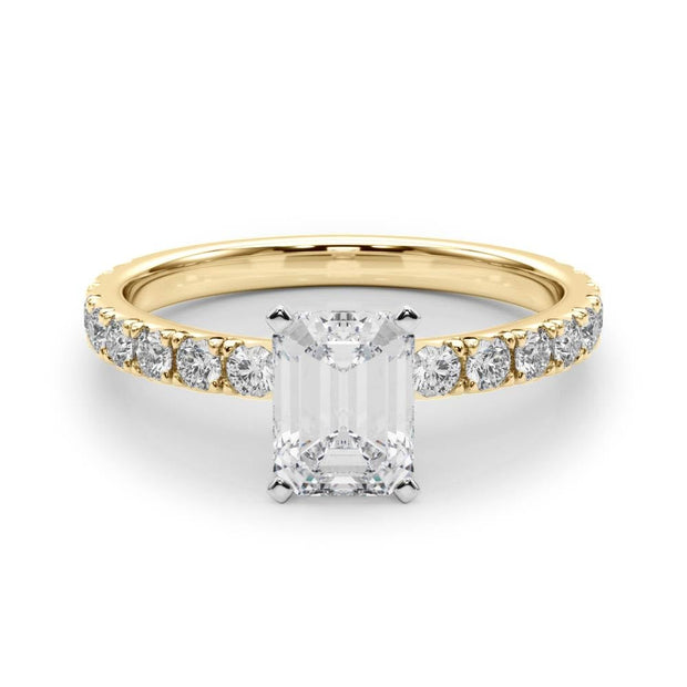 Rylos 14K White/Rose/Yellow Gold Engagement Rings | Emerald Cut | Certified Lab Grown Diamond Ring | VS-SI Quality | Available in Size 5-10