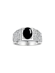 Rylos Men's Rings Designer Nugget Ring: Oval 9X7MM Gemstone & Sparkling Diamonds - Color Stone Birthstone Rings for Men, Sterling Silver Rings in Sizes 8-13. Mens Jewelry