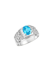 Rylos Men's Rings Designer Nugget Ring: Oval 9X7MM Gemstone & Sparkling Diamonds - Color Stone Birthstone Rings for Men, Sterling Silver Rings in Sizes 8-13. Mens Jewelry