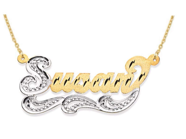 Rylos Necklaces For Women Gold Necklaces for Women & Men Yellow Gold Plated Silver or Sterling Silver Personalized Diamond Look Satin Finish Nameplate Necklace Special Order, Made to Order Necklace