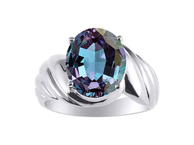 Rylos Classic Designer Style Oval 12X10MM Solitaire Gemstone Ring - Gem Jewelry for Women & in Sterling Silver, Sizes 5-13