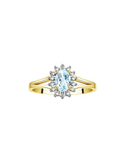 Rylos Halo Ring: Diamond Birthstone with 6X4MM Oval Gemstone - Women's Jewelry in Yellow Gold Plated Silver - Stunning Diamond Ring Sizes 5-10