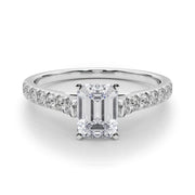 Rylos 14K White/Rose/Yellow Gold Prong Set Prong Set Engagement Ring | Emerald Cut | Certified Lab Grown Diamond Ring | VS-SI Quality | Available in Size 5-10