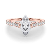 Rylos 14K White/Rose/Yellow Gold Prong Set Prong Set Engagement Ring | Marquise Cut | Certified Lab Grown Diamond Ring | VS-SI Quality | Available in Size 5-10