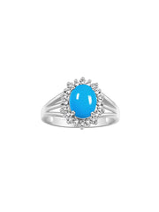 RYLOS Sterling Silver Ring with Princess Diana Inspired 9X7MM Gemstone and a Halo of Diamonds - Birthstone Jewelry for Women in Sizes 5-10