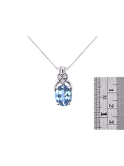 Rylos Sterling Silver Classic Designer Necklace: Gemstone & Diamond Pendant, 18" Chain, 9X7MM Birthstone, Elegant Women's Jewelry