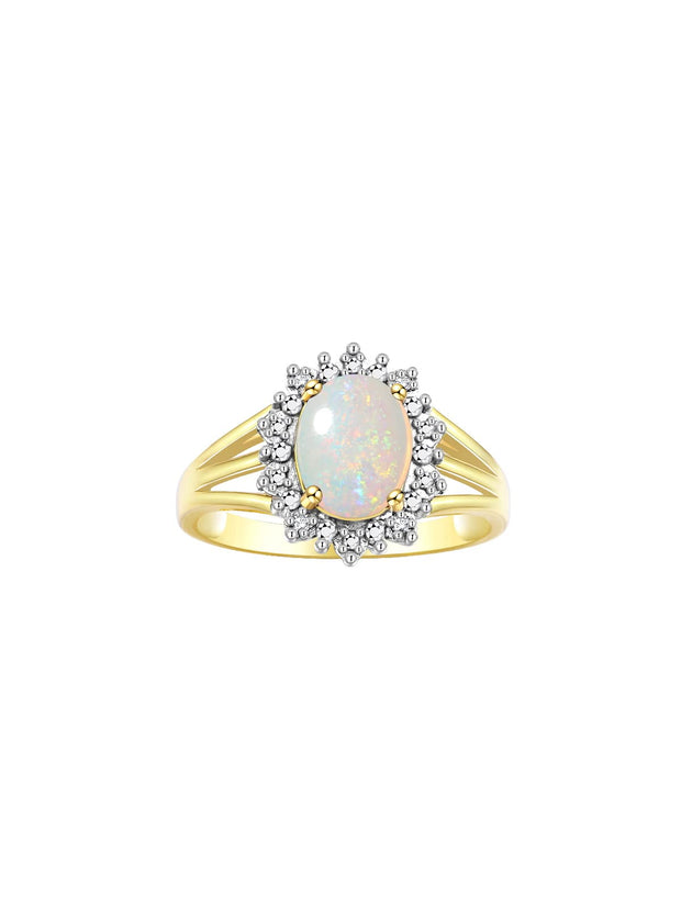 RYLOS Yellow Gold Plated Silver Ring with Princess Diana Inspired 9X7MM Gemstone and a Halo of Diamonds - Birthstone Jewelry for Women in Sizes 5-10