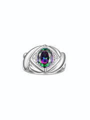 Rylos Hugs & Kisses XOXO Ring with 9X7MM Gemstone & Diamonds - Expressive Color Stone Jewelry for Women in Sterling Silver, Sizes 5-13