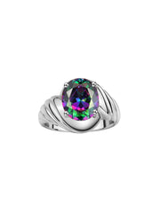 Rylos 14K White Gold Classic Designer Style Oval 12X10MM Solitaire Gemstone Ring - Exquisite Color Stone Jewelry for Women &, Available in Sizes 5-13