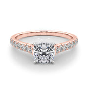 Rylos 14K White/Rose/Yellow Gold Prong Set Prong Set Engagement Ring | Cushion Cut | Certified Lab Grown Diamond Ring | VS-SI Quality | Available in Size 5-10