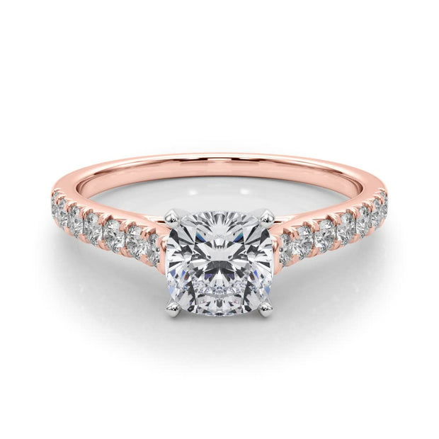 Rylos 14K White/Rose/Yellow Gold Prong Set Prong Set Engagement Ring | Cushion Cut | Certified Lab Grown Diamond Ring | VS-SI Quality | Available in Size 5-10